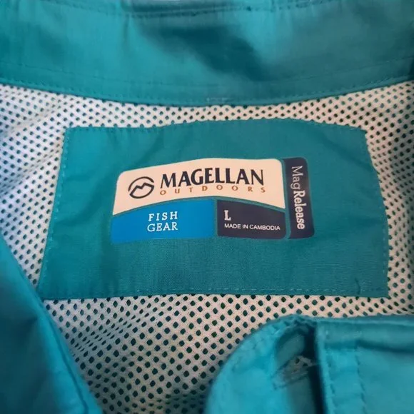 Magellan Fishing Mag Gear Shirt Men's Roll Tab Sleeve Vented Pocket Green Large - Picture 4 of 9